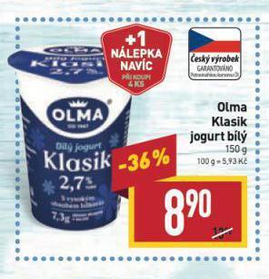 Billa Olma klasik jogurt nabídka