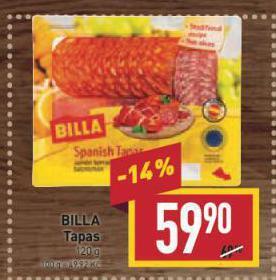 Billa Tapas nabídka