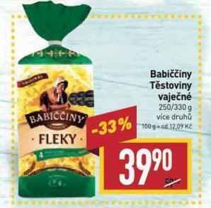 Billa Babiččiny těstoviny vaječné nabídka