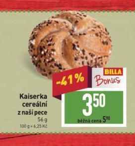 Billa Kaiserka cereální nabídka