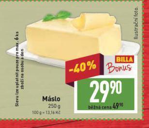 Billa Máslo nabídka