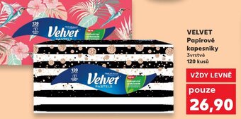 Kaufland VELVET Papírové kapesníky nabídka