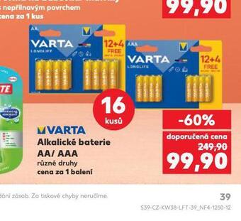 Kaufland Varta alkalické baterie nabídka