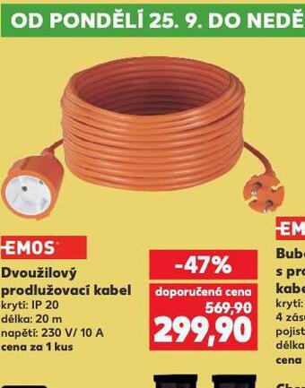 Kaufland Dvoužilový prodlužovací kabel nabídka
