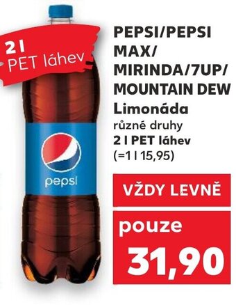 Kaufland PEPSI/PEPSI MAX/ MIRINDA/7UP/ MOUNTAIN DEW Limonáda nabídka