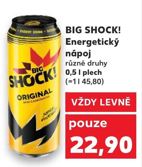 Kaufland BIG SHOCK! Energetický nápoj nabídka