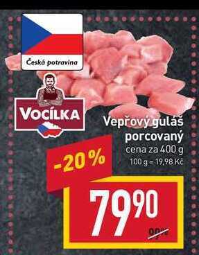Billa Vepřový guláš porcovaný cena za 400 g nabídka