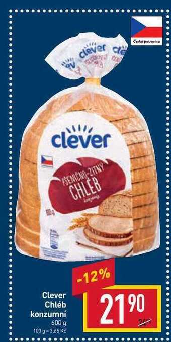 Billa Clever chléb konzumní 600 g nabídka