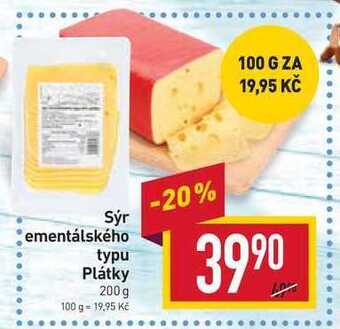 Billa Sýr ementálského typu plátky 200 g nabídka