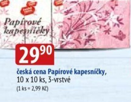 Bala česká cena Papírové kapesníčky, 10 x 10 ks, 3-vrstvé nabídka
