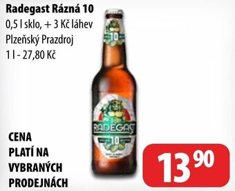Partner Maloobchodní síť Radegast Rázná 10 0,5L nabídka