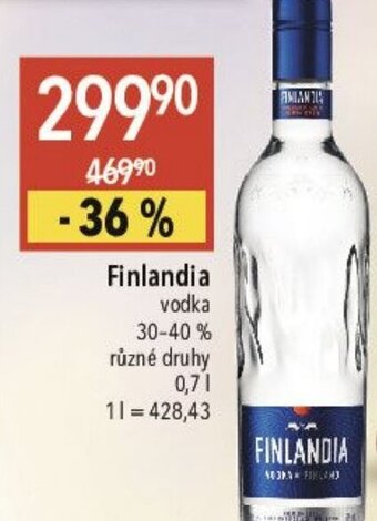 Globus Finlandia vodka nabídka