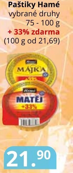 Potraviny CZ Paštiky Hamé nabídka