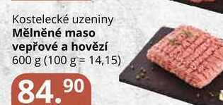 Potraviny CZ Kostelecké uzeniny mělněné maso vepřové a hovězí 600 g nabídka
