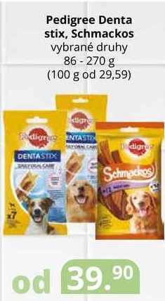 Potraviny CZ Pedigree denta stix, schmackos vybrané druhy 86-270 g nabídka