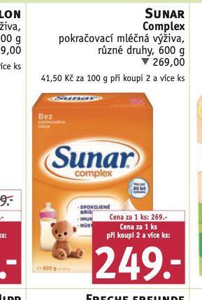 Rossmann Sunar complex pokračovací mléčná výživa nabídka
