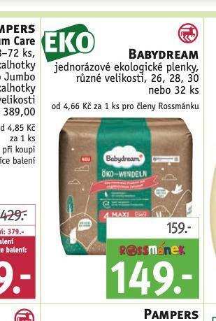 Rossmann Babydream ekologické plenky nabídka