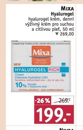 Rossmann Mixa hyalurogel krém nabídka