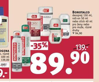 Rossmann Borotalco deosprej, roll-on, stick nabídka