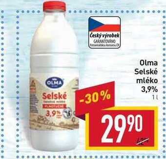 Billa Olma selské mléko 3,9% 1l nabídka