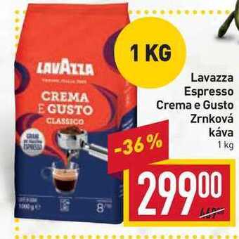 Billa Lavazza espresso crema e gusto zrnková káva 1 kg nabídka