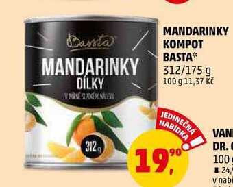 Penny Market Mandarinky kompot basta, 312 g nabídka