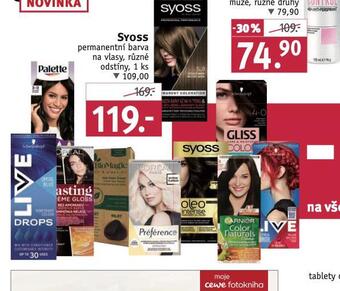 Rossmann Syoss permanetní barva na vlasy nabídka