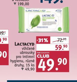 Rossmann Lactacyd vlhčené ubrousky nabídka