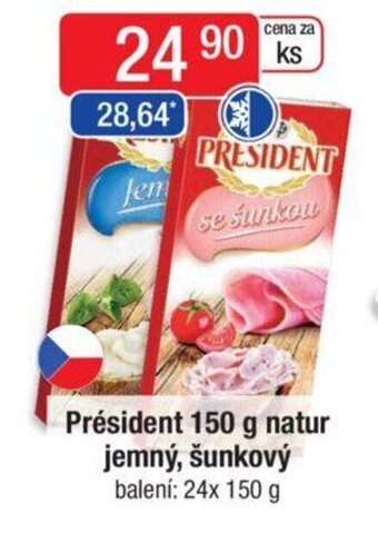 Président 150 g natur jemný, šunkový