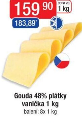 Gouda 48% plátky vanička 1 kg