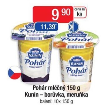 Pohár mléčný 150 g Kunín - borůvka, meruňka