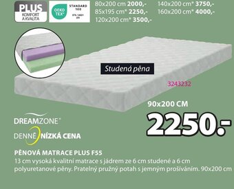 JYSK PĚNOVÁ MATRACE PLUS F55 nabídka
