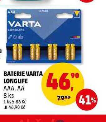 Baterie varta longlife aaa, aa, 8 ks