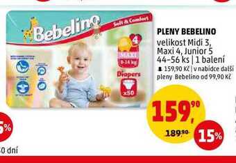 Penny Market Pleny bebelino velikost midi 3, maxi 4, junior 5, 44-56 ks nabídka