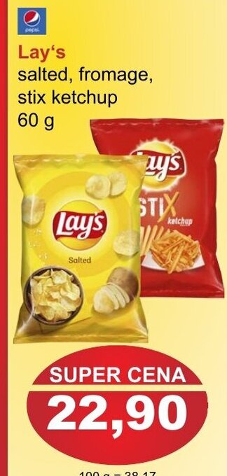PLUS JIP Lay's salted, fromage, stix ketchup nabídka