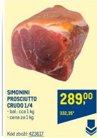 Makro SIMONINI PROSCIUTTO CRUDO 1/4 nabídka