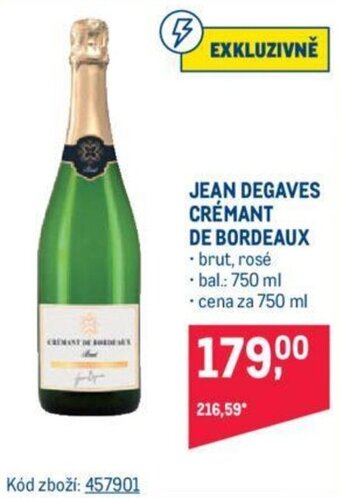 Makro JEAN DEGAVES CRÉMANT DE BORDEAUX nabídka