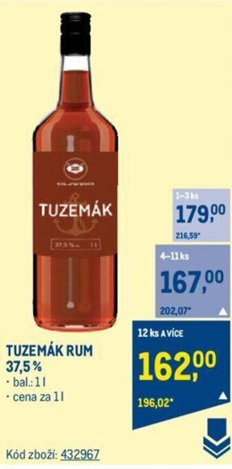 Makro TUZEMÁK RUM 37.5% nabídka