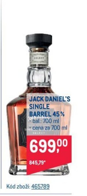 Makro JACK DANIEL'S SINGLE BARREL 45% nabídka