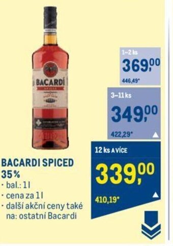 Makro BACARDI SPICED 35% nabídka