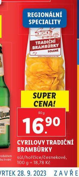 Lidl Cyrilovy tradiční brambůrky nabídka
