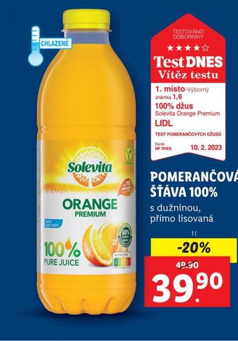 Lidl Pomerančová šťáva 100% nabídka