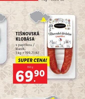 Lidl Tišnovská klobása nabídka