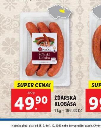 Lidl Žďárská klobása nabídka