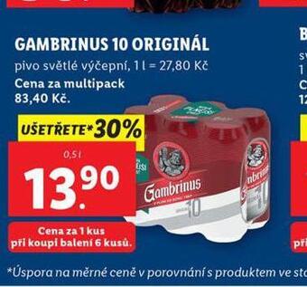 Lidl Pivo gambrinus originál nabídka
