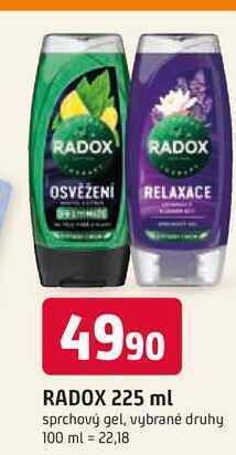Trefa Radox sprchový gel 225ml, vybrané druhy nabídka
