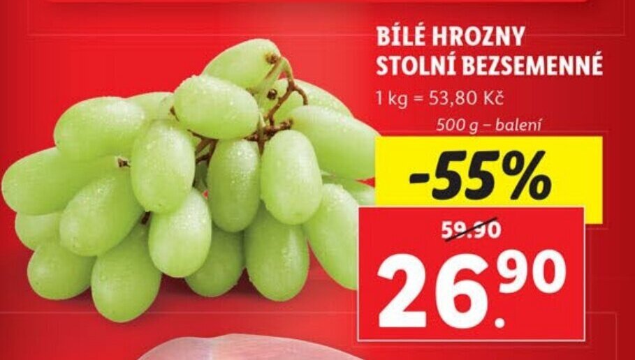 Lidl BÍLÉ HROZNY STOLNÍ BEZSEMENNÉ nabídka
