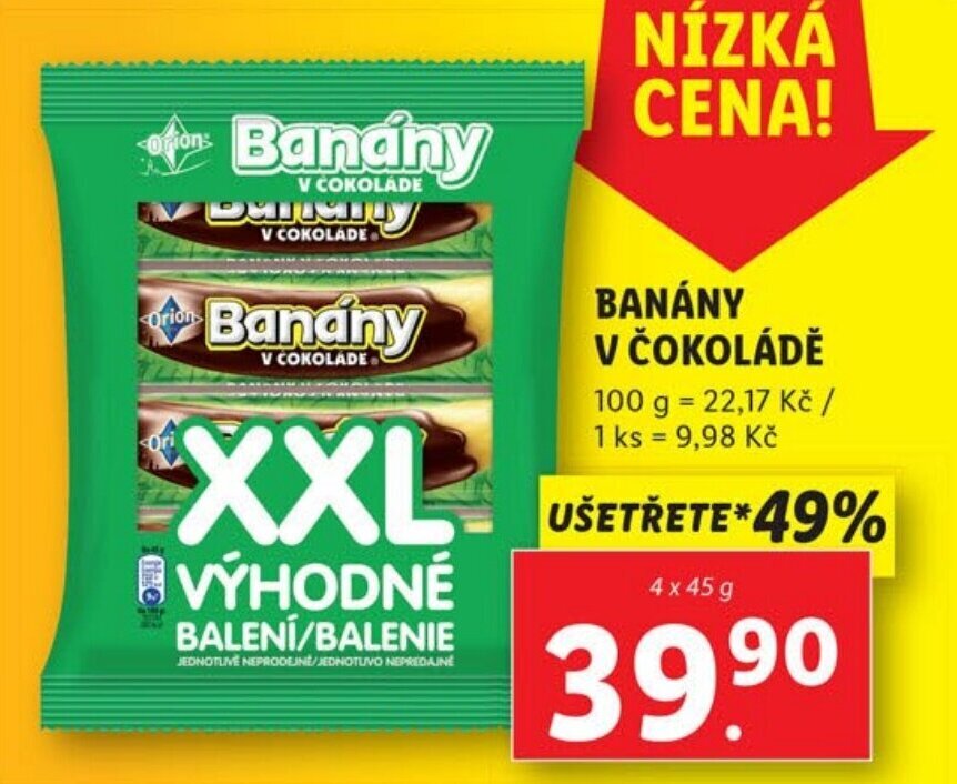 Lidl BANÁNY V ČOKOLÁDĚ nabídka