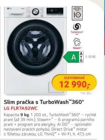Planeo Elektro Slim pračka s TurboWash™360° LG FLR7A92WC nabídka