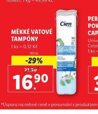 Lidl Cien vatové tampóny nabídka